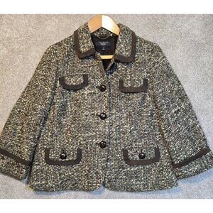 Talbots Petite Tweed Jacket Wool Blend Lined Fall Career Business Women's 10P